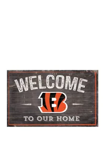 NFL Cincinnati Bengals 11 in x 19 in Welcome to Our Home Sign