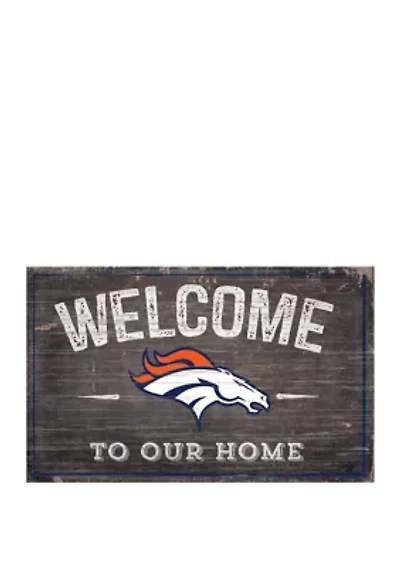 NFL Denver Broncos 11 in x 19 in Welcome to Our Home Sign