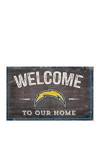 NFL Los Angeles Chargers 11 in x 19 in Welcome to Our Home Sign