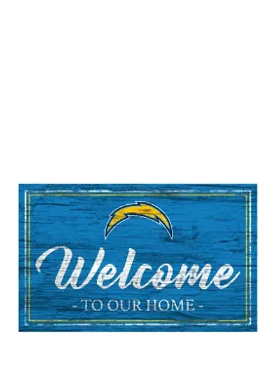 NFL Los Angeles Chargers 11 in x 19 in  Team Color Welcome Sign