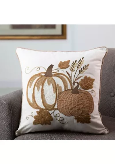 Cotton Embroidered Pumpkin Pillow Cover
