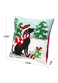 Hooked Christmas Dog Pillow