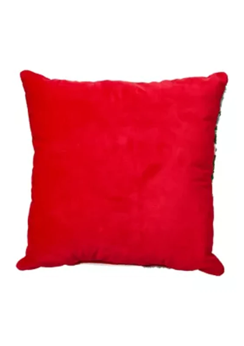 Hooked Christmas Dog Pillow