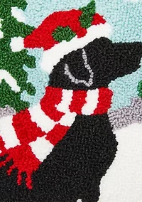 Hooked Christmas Dog Pillow