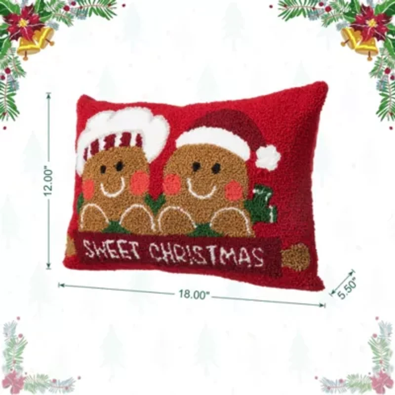18"L Hooked Gingerbread Boy & Girl Pillow