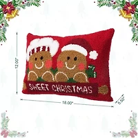 18"L Hooked Gingerbread Boy & Girl Pillow