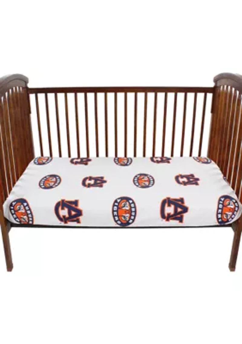NCAA Auburn Tigers Baby Crib Fitted Sheet White