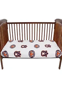 NCAA Auburn Tigers Baby Crib Fitted Sheet White