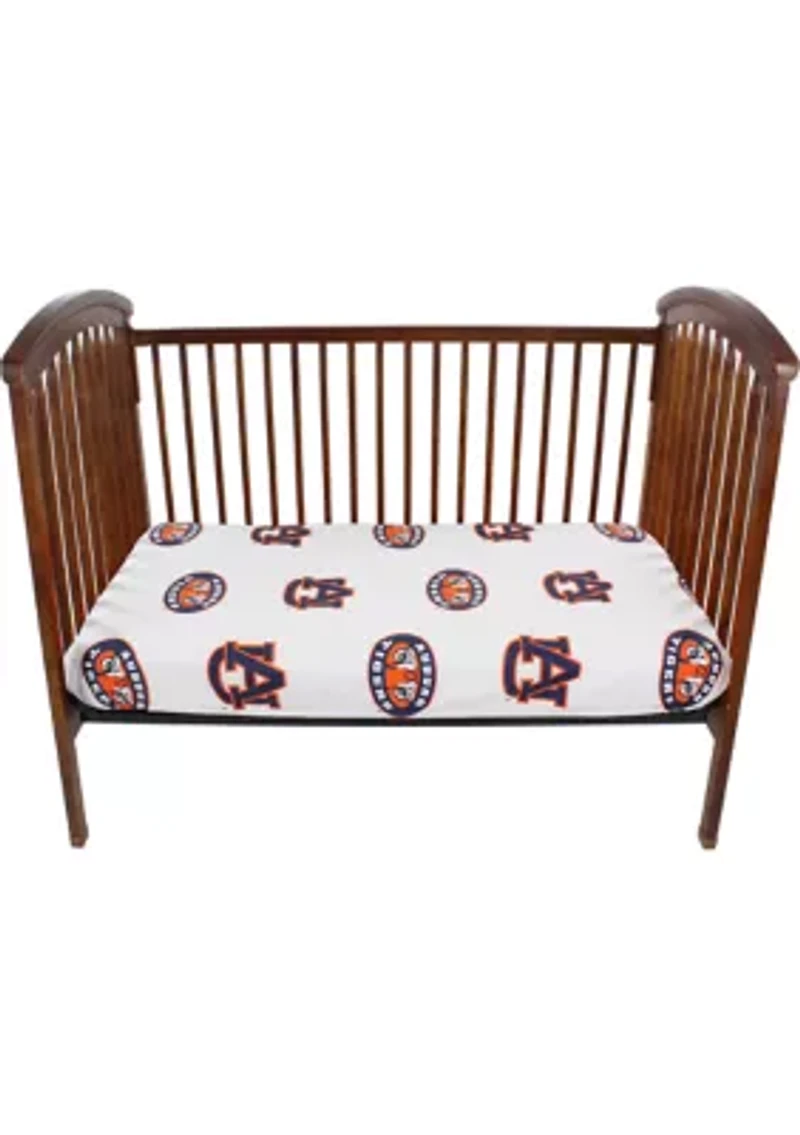NCAA Auburn Tigers Baby Crib Fitted Sheet White