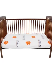 NCAA Clemson Tigers Baby Crib Fitted Sheet White