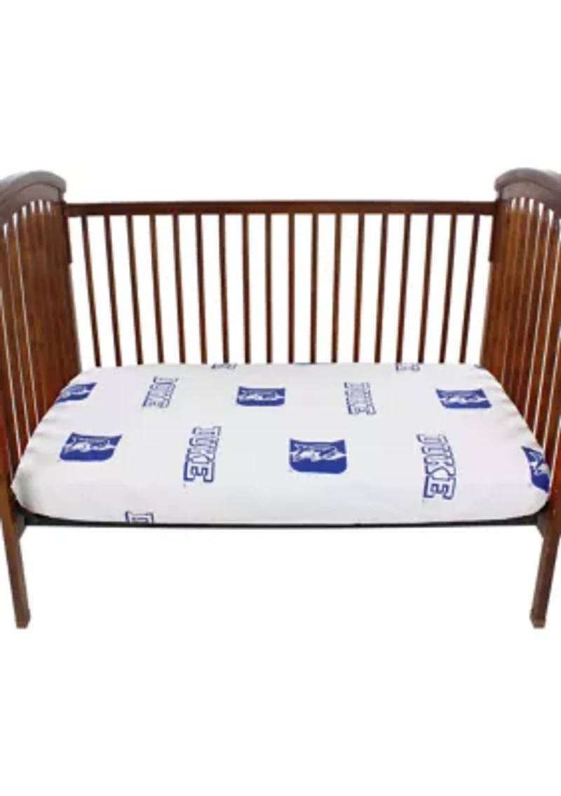 NCAA Duke Blue Devils Baby Crib Fitted Sheet White