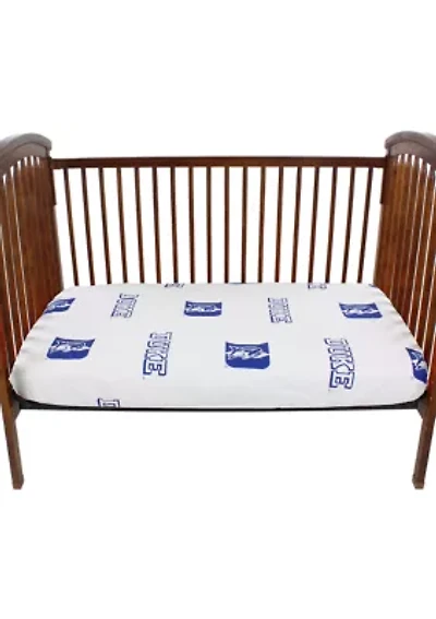 NCAA Duke Blue Devils Baby Crib Fitted Sheet White