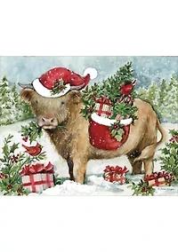 Holiday Highland Cow Boxed Christmas Card Set