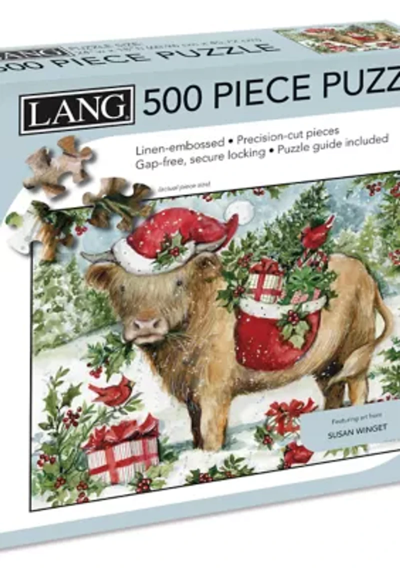 Holiday Highland Cow 500 Piece Puzzle