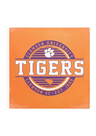 NCAA Clemson Tigers 9x9 Canvas Wall Art Striped Stamp 