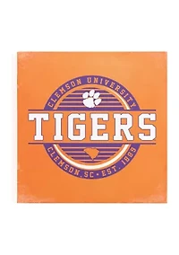 NCAA Clemson Tigers 9x9 Canvas Wall Art Striped Stamp 