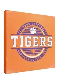 NCAA Clemson Tigers 9x9 Canvas Wall Art Striped Stamp 