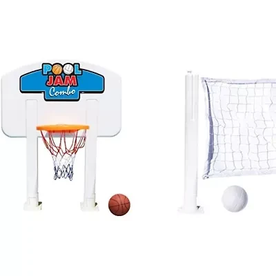 Pool Jam Combo Basketball and Volleyball Above Ground Swimming Pool Water Games