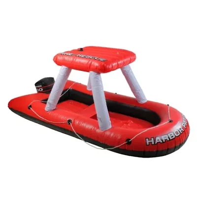 Inflatable Red and White Fire Boat Ride-On Water Squirter Swimming Pool Toy  60-Inch