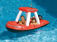 Inflatable Red and White Fire Boat Ride-On Water Squirter Swimming Pool Toy  60-Inch