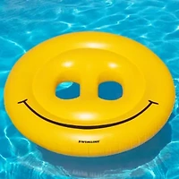 72" Yellow Inflatable Smiley Face 2-Person Circular Raft