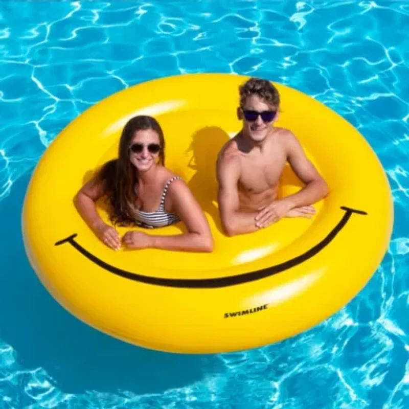 72" Yellow Inflatable Smiley Face 2-Person Circular Raft