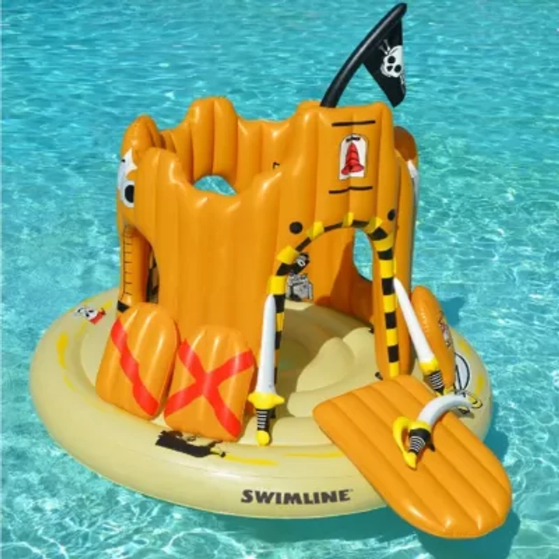 Inflatable Orange Pirate Castle Adventure Swimming Float  82-Inch