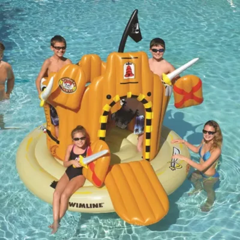 Inflatable Orange Pirate Castle Adventure Swimming Float  82-Inch