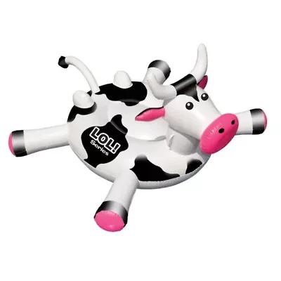 Inflatable Black and White Ride-On Cow Novelty Swimming Pool Float  54-Inch