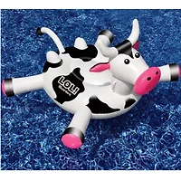 Inflatable Black and White Ride-On Cow Novelty Swimming Pool Float  54-Inch