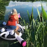 Inflatable Black and White Ride-On Cow Novelty Swimming Pool Float  54-Inch