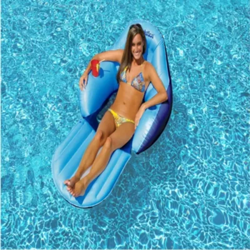 Inflatable Convertible Swimming Pool Floating Lounger with Mesh Seat - 67" - Blue