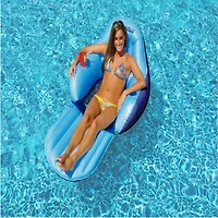 Inflatable Convertible Swimming Pool Floating Lounger with Mesh Seat - 67" - Blue