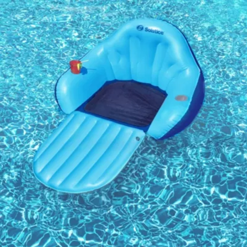 Inflatable Convertible Swimming Pool Floating Lounger with Mesh Seat - 67" - Blue