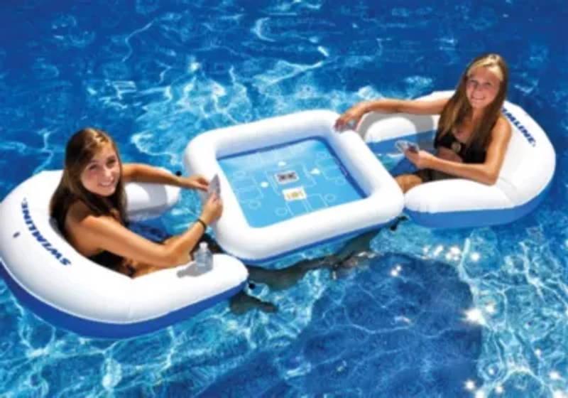 3-Piece Inflatable Poker Table and Chairs with Waterproof Playing Cards