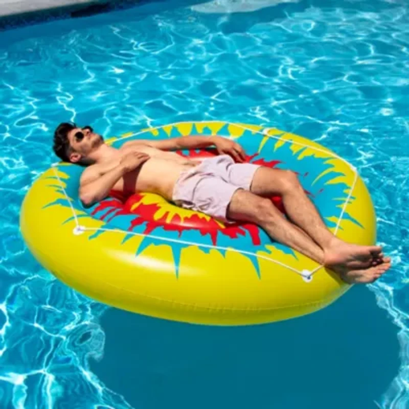 Inflatable Multicolor Tie Dye Circular Swimming Pool Float - 72"