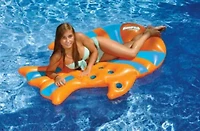 60.5" Inflatable Orange and Blue Sun Fish Swimming Pool Floating Raft