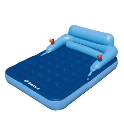 Inflatable Blue Malibu Pool Mattress with Removable Back Rest - 80"