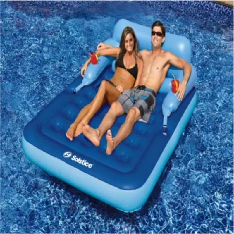 Inflatable Blue Malibu Pool Mattress with Removable Back Rest - 80"