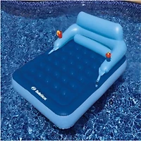 Inflatable Blue Malibu Pool Mattress with Removable Back Rest - 80"