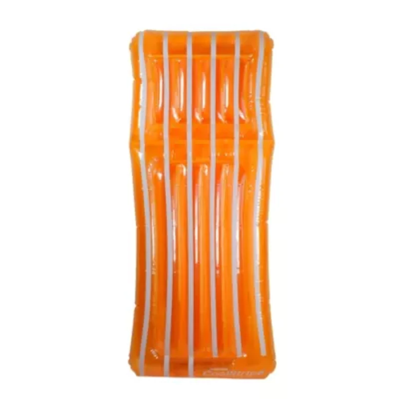 72" Inflatable Orange and White Transparent Cool Stripe Swimming Pool Mattress Float