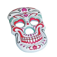 Inflatable White and Pink Sugar Skull Swimming Pool Float  12-Inch