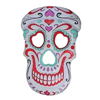 Inflatable White and Pink Sugar Skull Swimming Pool Float  12-Inch