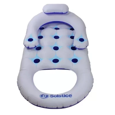 Inflatable Solstice Lounge Inflatable Swimming Pool Float - 64" - Blue and White