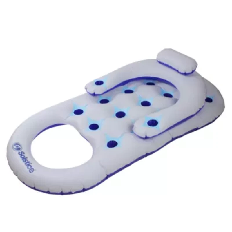 Inflatable Solstice Lounge Inflatable Swimming Pool Float - 64" - Blue and White