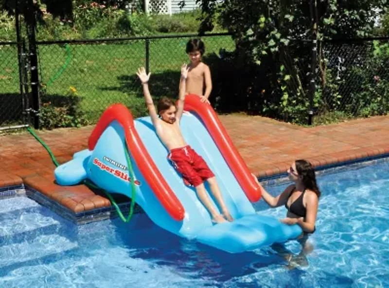 Inflatable Blue Super Swimming Pool Slide   17-Inch