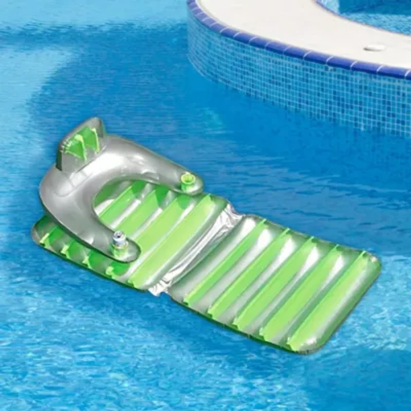 Inflatable Swimming Pool Folding Lounge Chair Float - 74" - Green