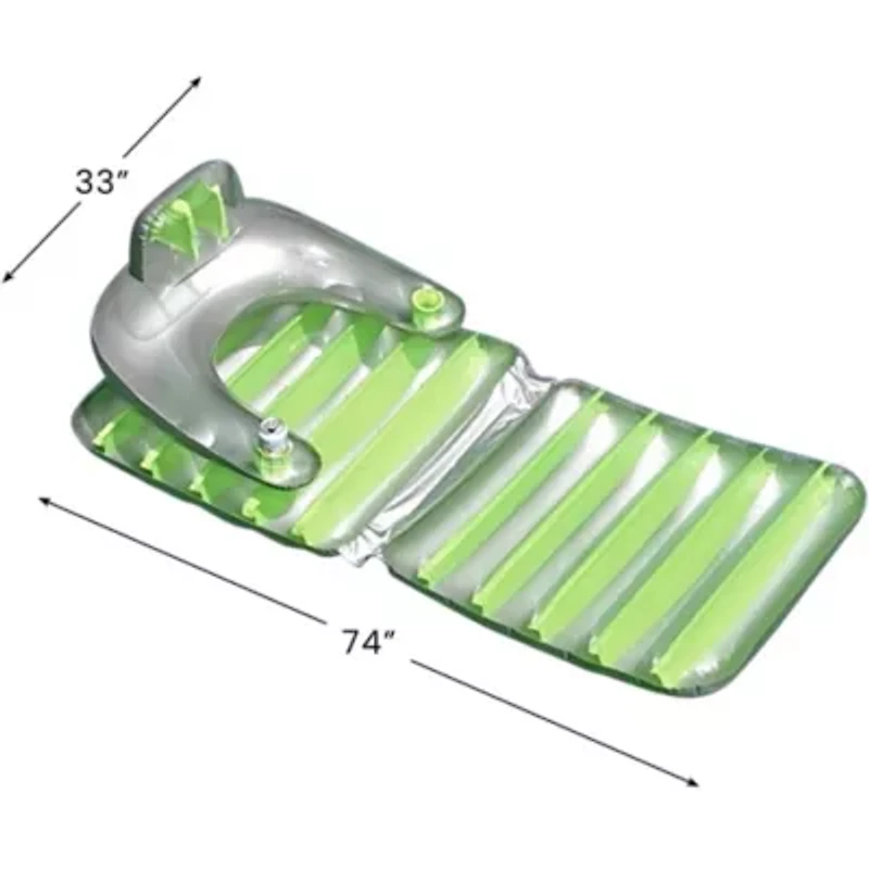 Inflatable Swimming Pool Folding Lounge Chair Float - 74" - Green