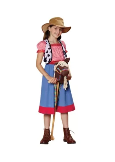 Red and Blue Checkered Cowgirl Child Halloween Costume - Large
