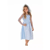 Blue and Silver Ice Princess Girl Child Halloween Costume - Large